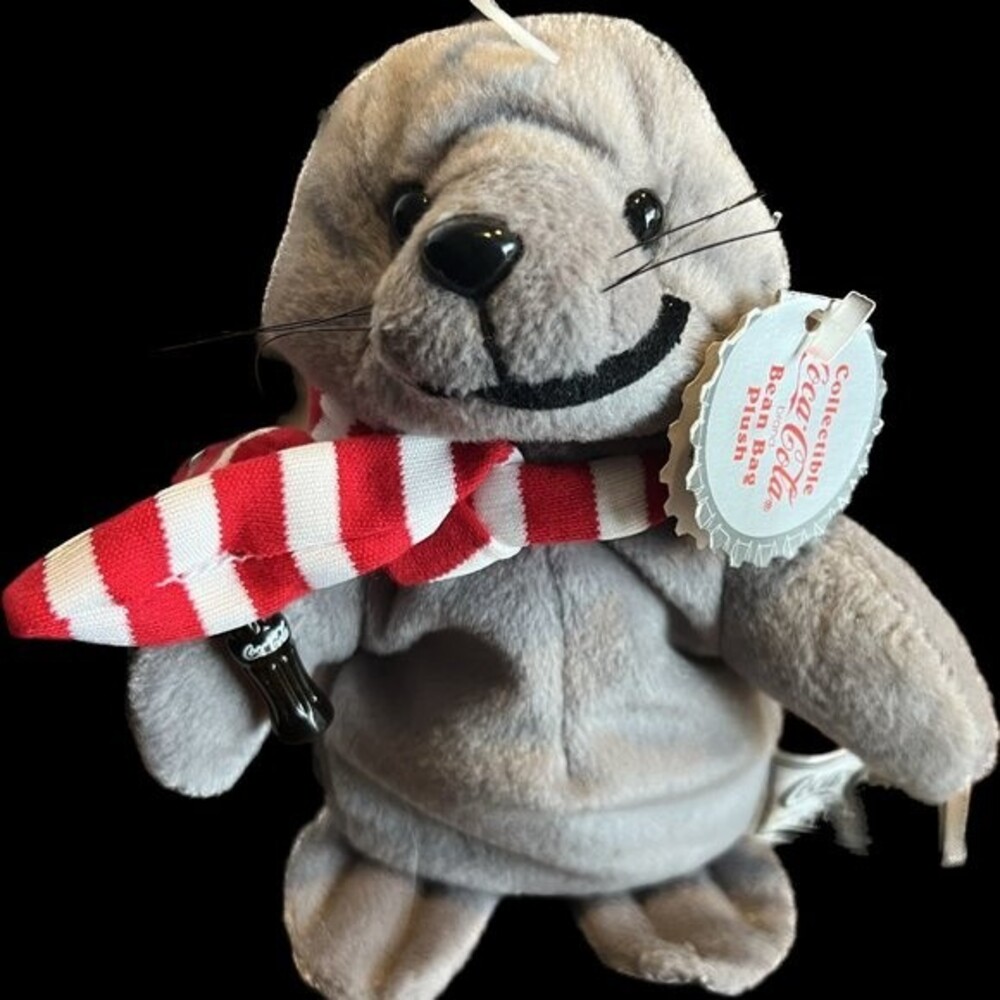 Vintage 1997 COCA-COLA Bean Bag Plush Seal